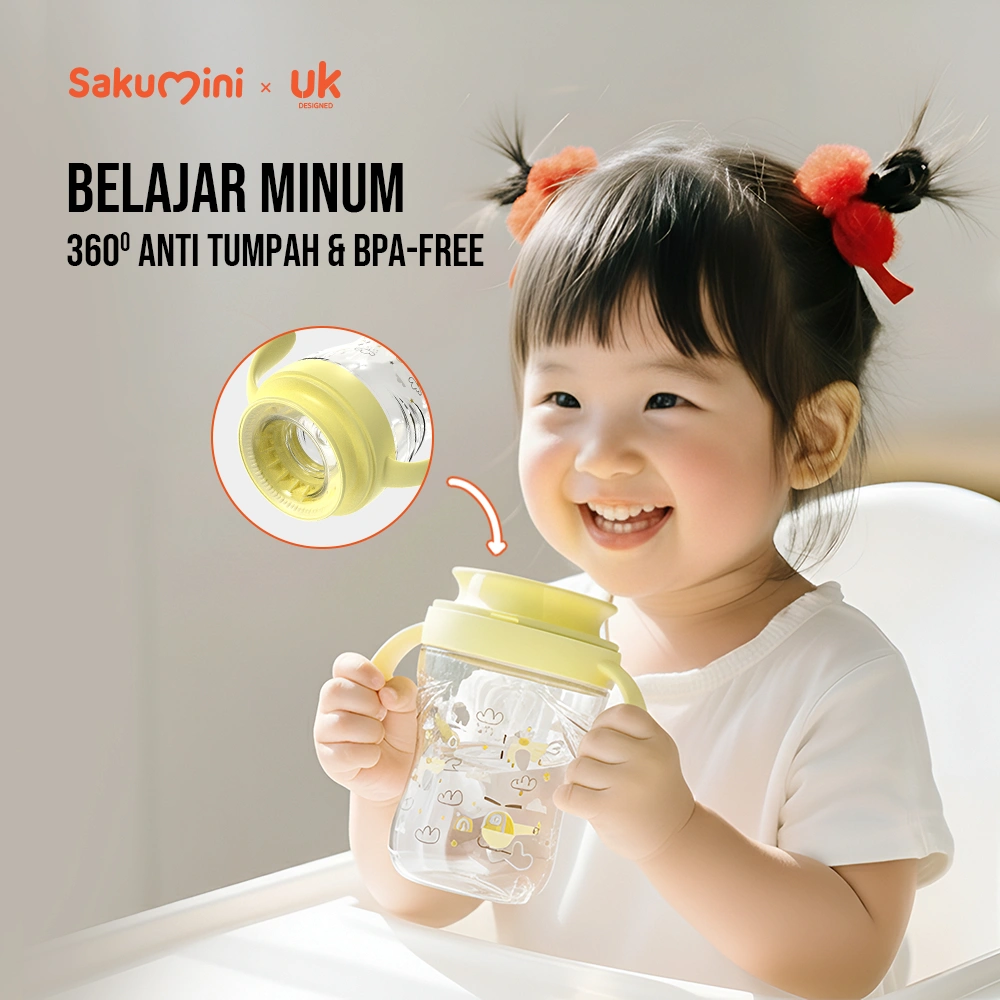 Sakumini 360° Spoutless Sippy Cup Cangkir Botol Gelas Minum Anak Bayi Anti Tumpah Anti Bocor Tahan Banting Belajar Minum