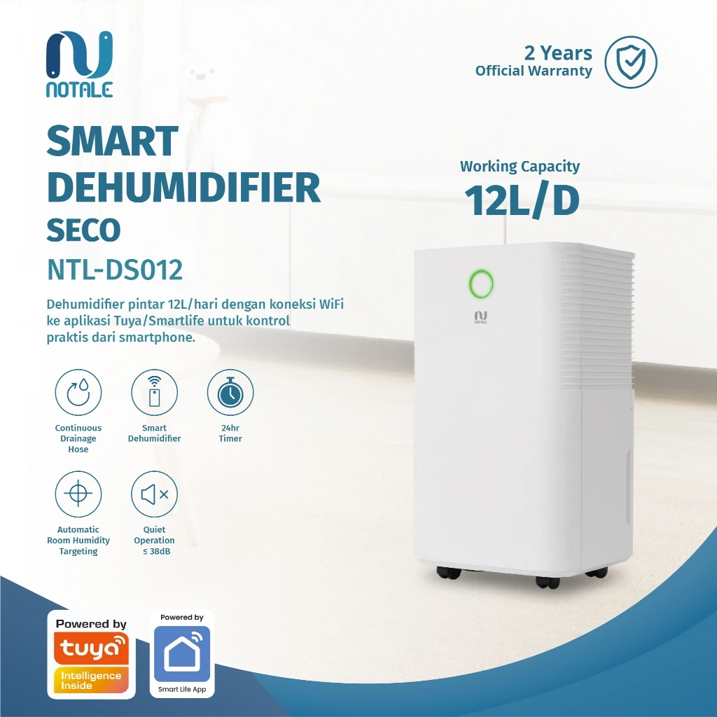 Notale Seco Smart Dehumidifier Serap Kelembapan With Wifi 12L/hari