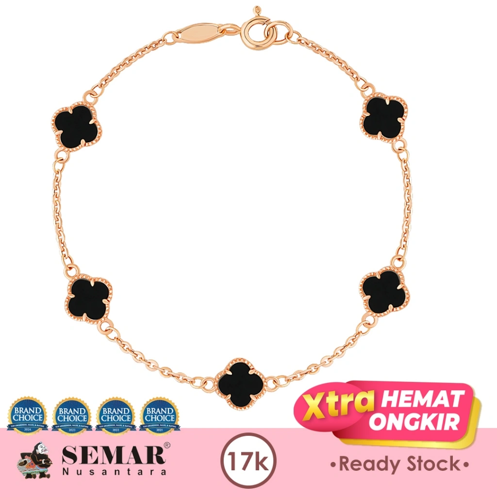 Gelang Emas Clover Flower Rose Gold 17K Semar Nusantara