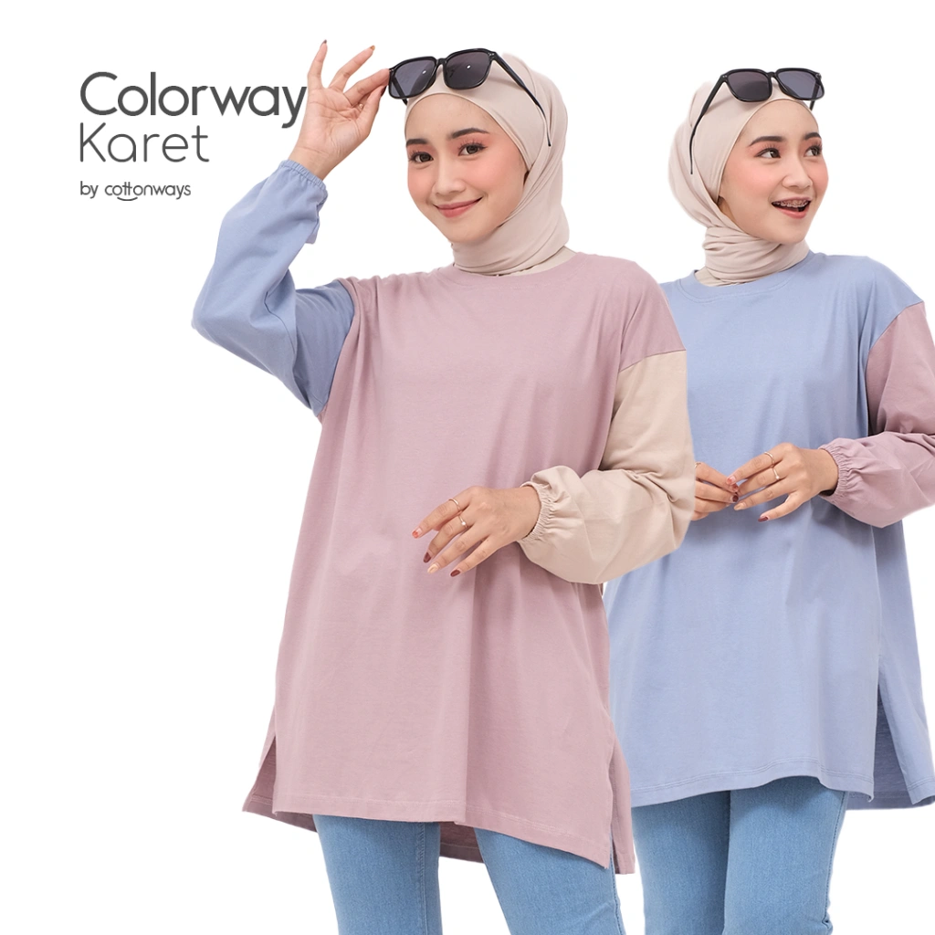 COTTONWAYS | Colorway Oversized T-Shirt Longsleeves Tangan Karet