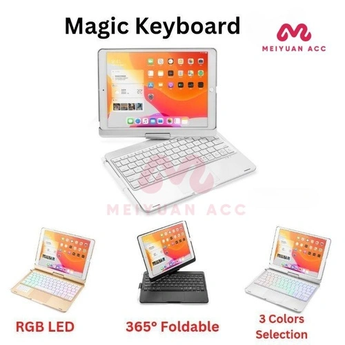 [BARANG READY STOK] Magic Keyboard RGB Backled 360 Foldable Smart Keyboard With Touchpad Compatible For Ipad A16 M2 M3 Air 4 5 10.9 Inch Air 6 7 11 Inch Ipad 10.2 Gen 7 8 9 10.5 Inch Gen 11 Pro 11 - MY