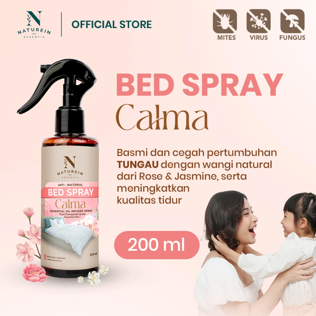 Naturein Bed Spray CALMA 200 ml Anti Bacterial, Fungus & Virus | Natural Fabric Linen Room Home Spray with Therapeutic Grade Essential Oils