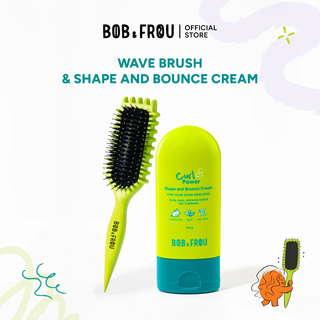 BOB & FROU - The Bounce Bundle - Curl Power Wave Brush x Curl Power Shape and Bounce Cream