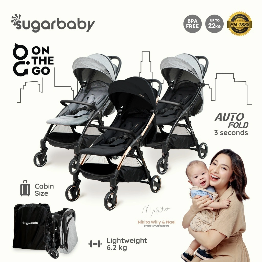 Sugarbaby Stroller On The Go Kereta Dorong Bayi / Stroller Bayi / Stroller AutoFold BPA Free