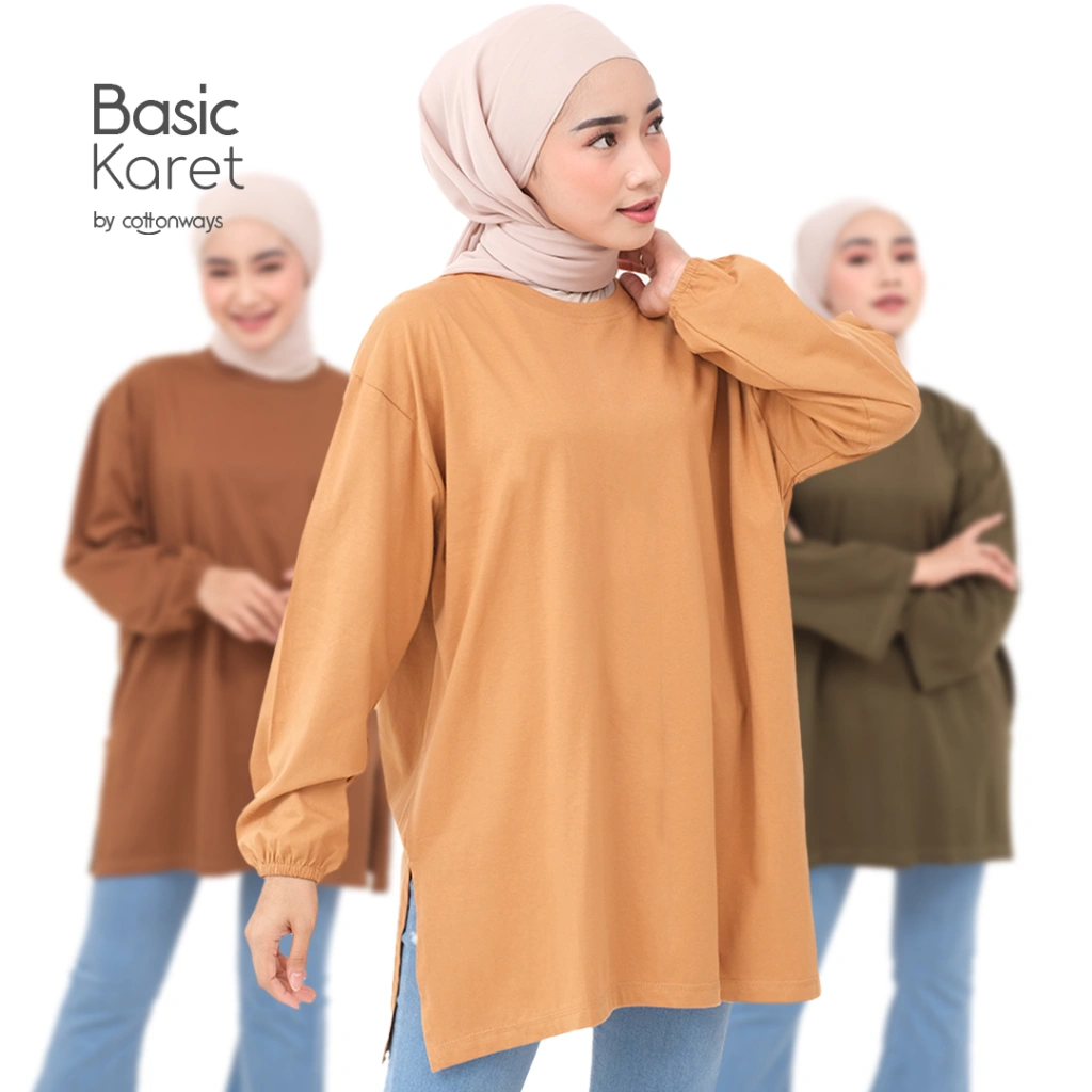 COTTONWAYS | Oversized Basic T-Shirt Longsleeves Kaos Oversize Sehari-hari Tangan Karet