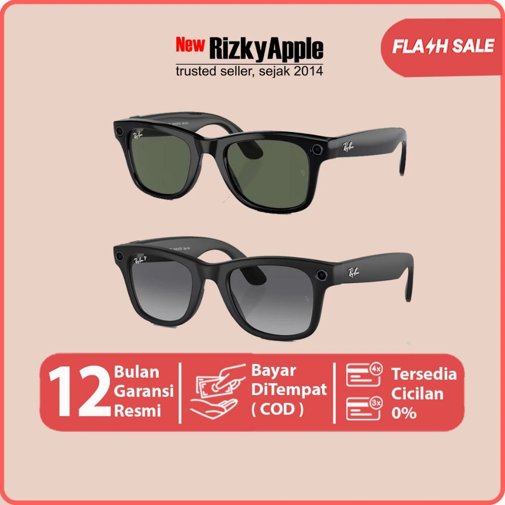 Ray-Ban Meta Wayfarer Smart Glasses 2023 Shiny Black Green Kacamata Pintar