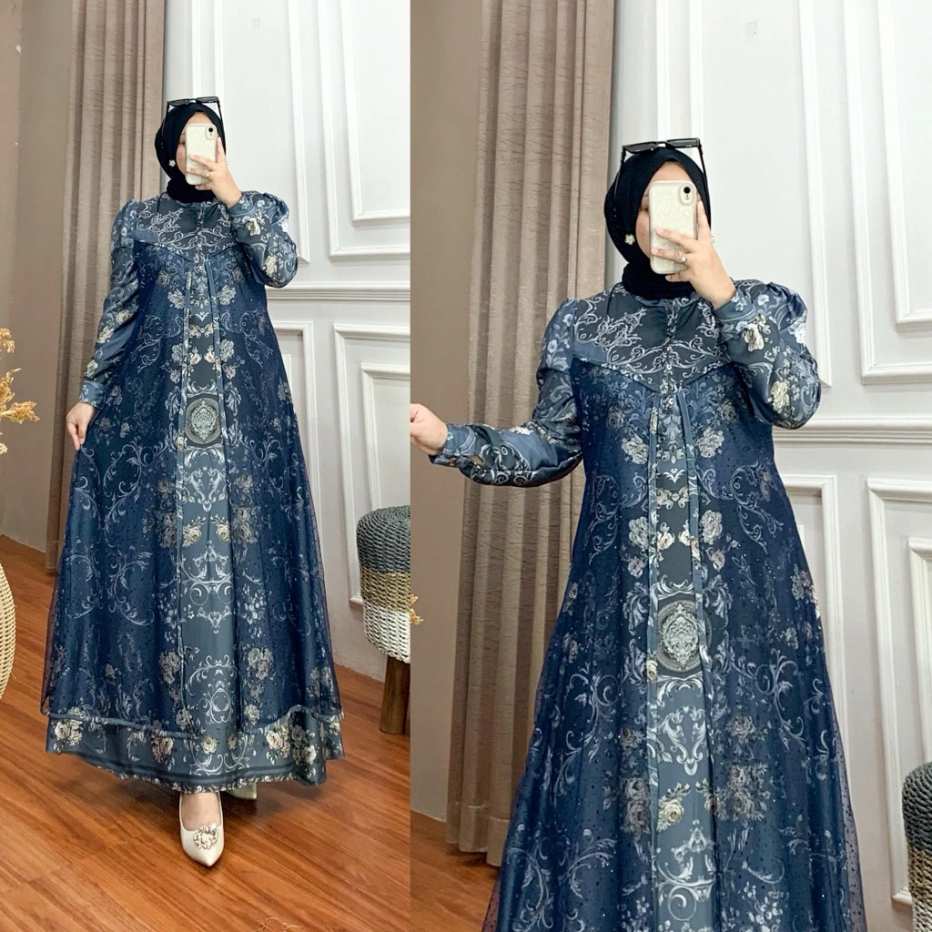 SAVIRA DRESS GAMIS KONDANGAN LEBARAN 2026 MEWAH ARMANI SILK TILE SNOW