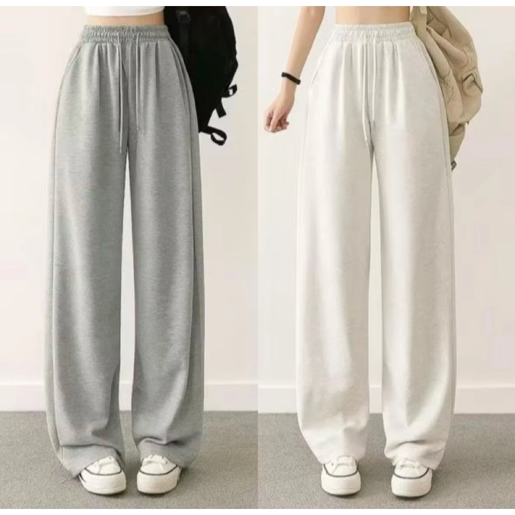 Celana Training Loose Pants Wanita Oversized Fleece Baggy Pants Wanita Celana Gombrang Wanita