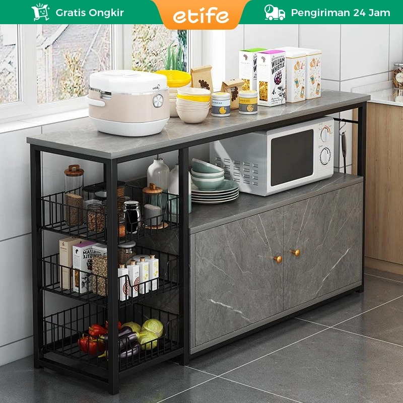 E-TIFE Rak Dapur Serbaguna Rak Bumbu Lemari Dapur Rak Oven Lemari Piring Rak Microwave