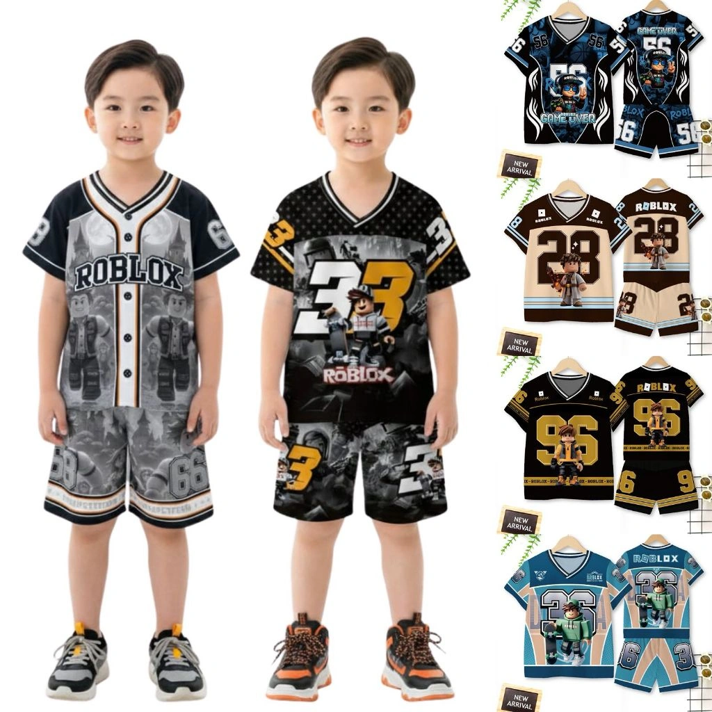 KIYOSAKI KIDS - Stelan Jersey Anak Laki-laki dan Perempuan Premium Usia 1-10 Tahun Bahan DryFit Milano premium full printing sublim Roblox / Stelan kaos angka Roblox Jersey / Stelan Jersey/ Stelan Angka/ Stelan Roblox