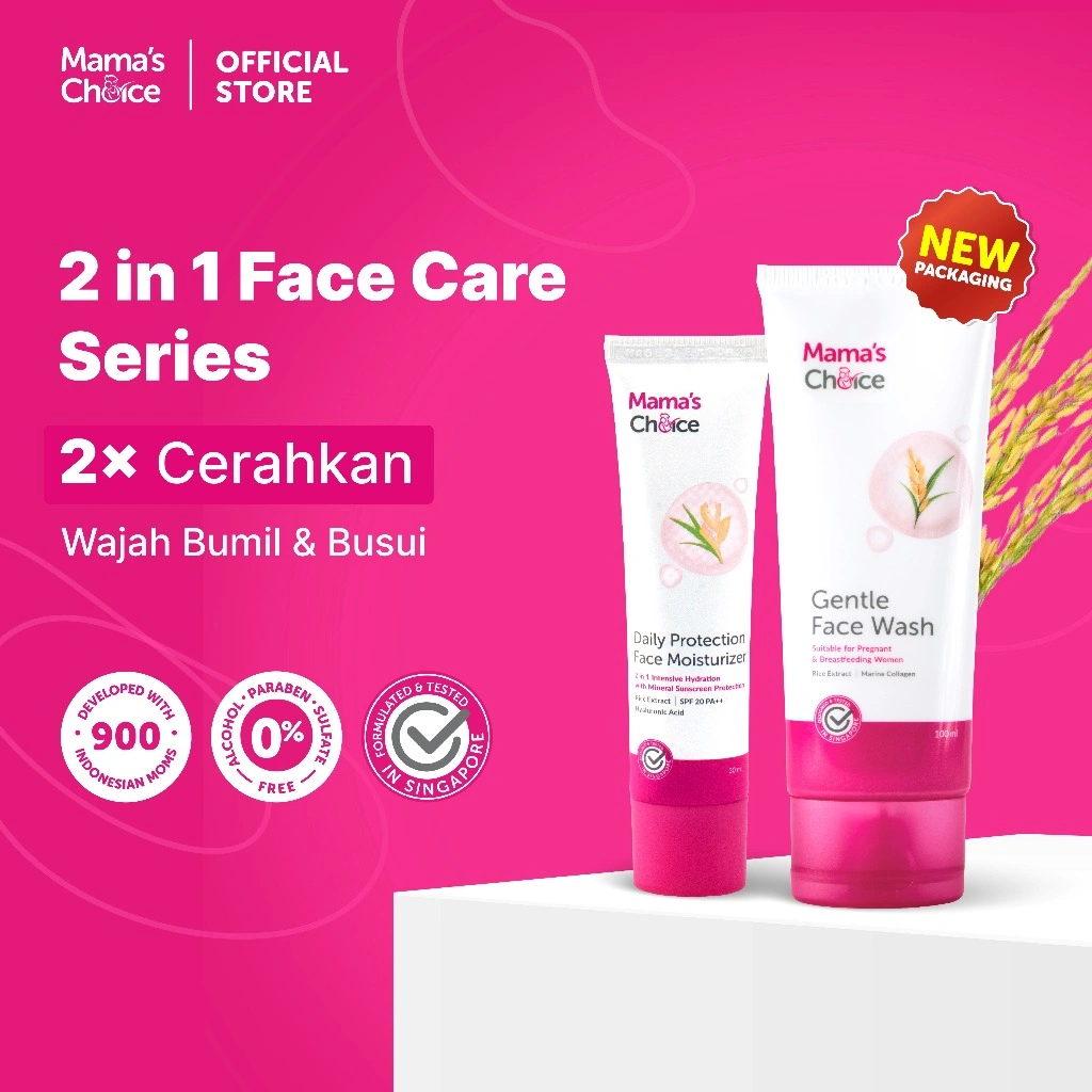 Skincare Ibu Hamil | Mama's Choice 2in1 Face Care (Face Wash & Face Sunscreen Moisturizer) - Skincare Bumil dan Busui Terdaftar BPOM