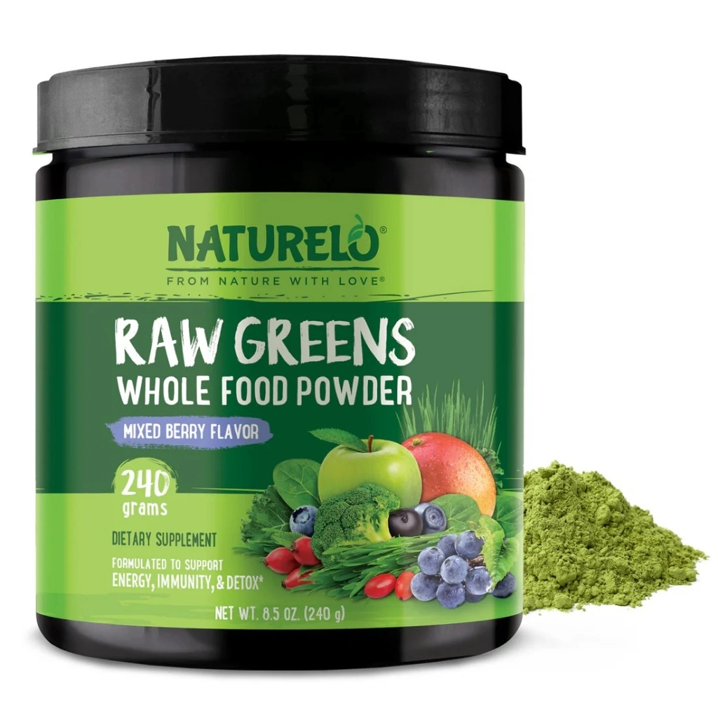 NATURELO - Raw Greens Superfood Powder - Organic Superfood Blend - 30 servings