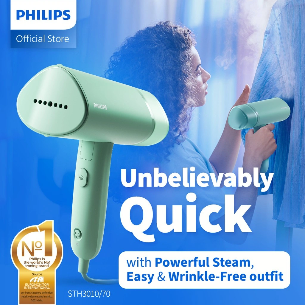 Philips Handheld Steamer STH3010/70 Hijau - Setrika Uap Philips Strika Uap Portable Dapat Dilipat