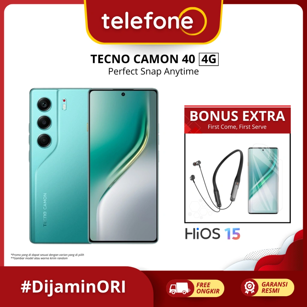 TECNO CAMON 40 4G/LTE Ram 8GB Internal 256 GB | Handphone One Tap Flash Snap 50MP Sony LYT 700C | Smartphone Original Garansi Resmi 1 Tahun