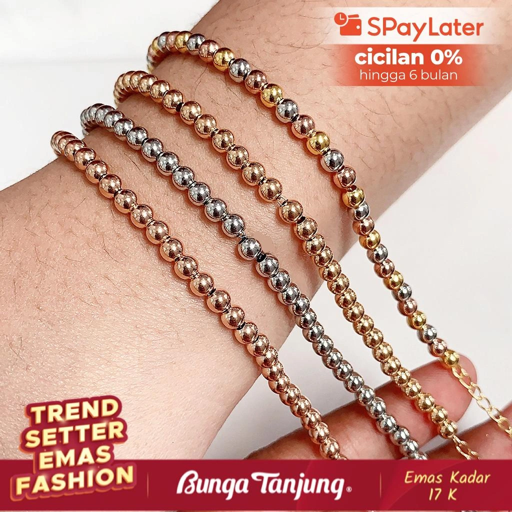 GELANG BOBBA BUBBLE POP - EMAS 17K - BUNGA TANJUNG GOLD