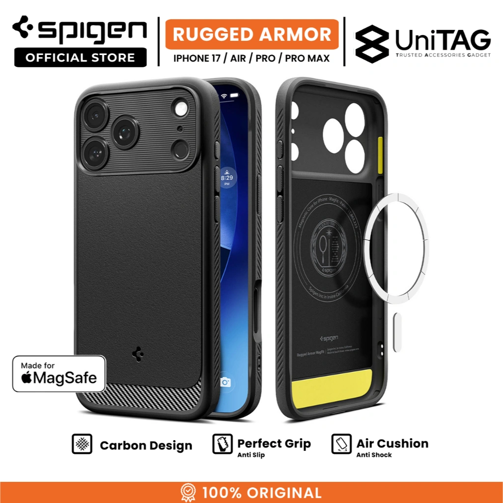 SPIGEN Case iPhone 17 Pro Max Rugged Armor MagSafe MagFit Carbon Anti Shock Crack Casing