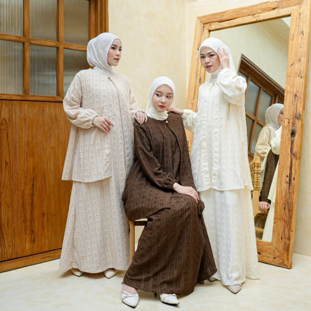 Joley Cloth - [TERFAVORITE] Fateema set 2In1 Dress Outer Lepas Pasang Raya Set Premium Kekinian 2025 Baju Busui Daily Muslim Wanita Dress