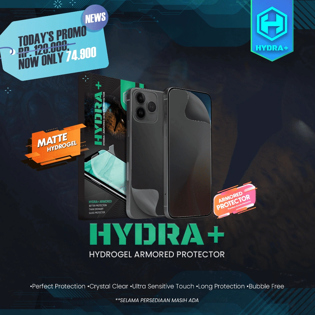 HYDRA+ MATTE ANTI GLARE Semua Tipe - Anti Gores Hydrogel - Not Tempered Glass - Full
