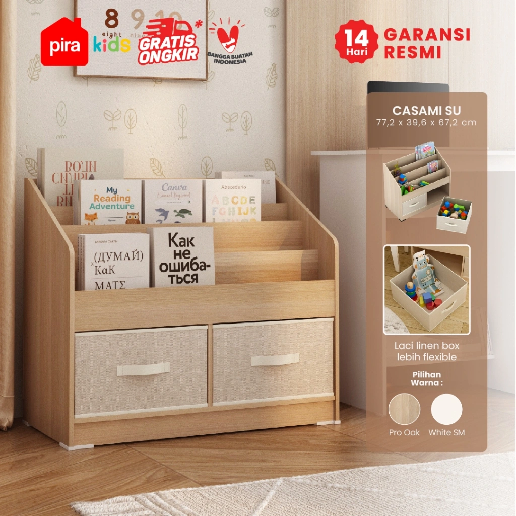 Pira Kids - Casami SU Rak Buku Anak dengan Laci Penyimpanan