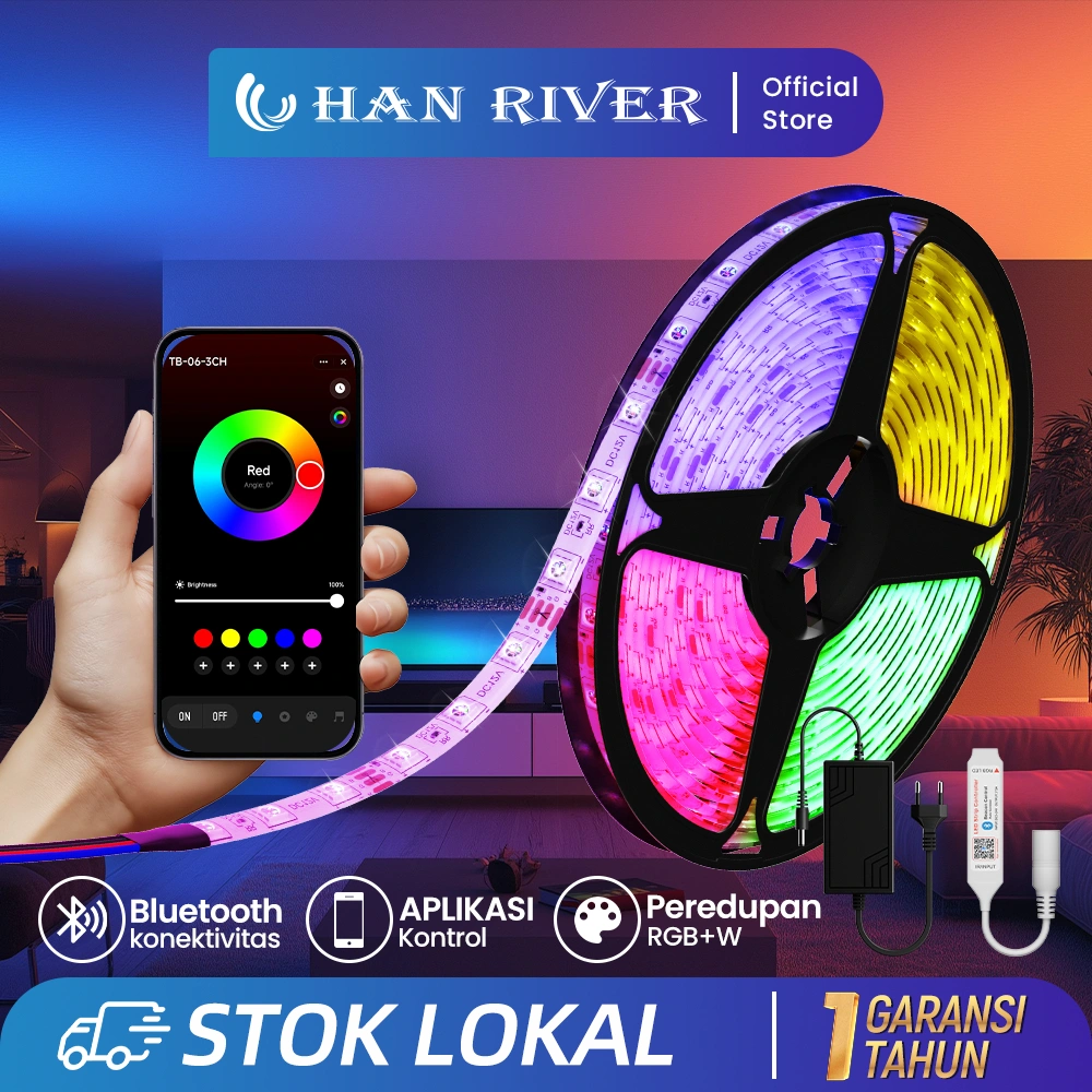 HAN RIVER Smart Lampu LED Strip 5 Meter 5050 Lampu Hias IP65 Warni Lampu LED Kamar