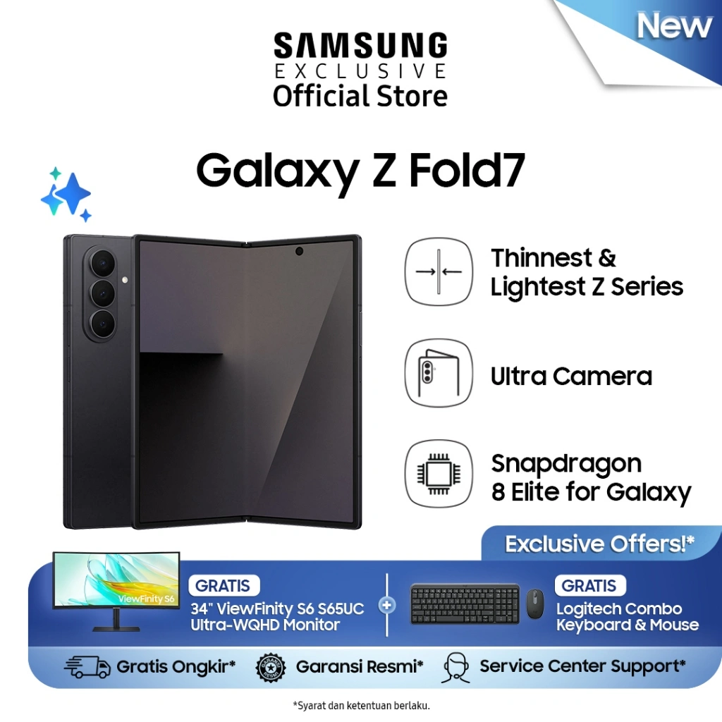 Samsung Galaxy Z Fold7 16GB/1TB - Jetblack | Smartphone AI | Hp Lipat Tipis | Kamera 200MP