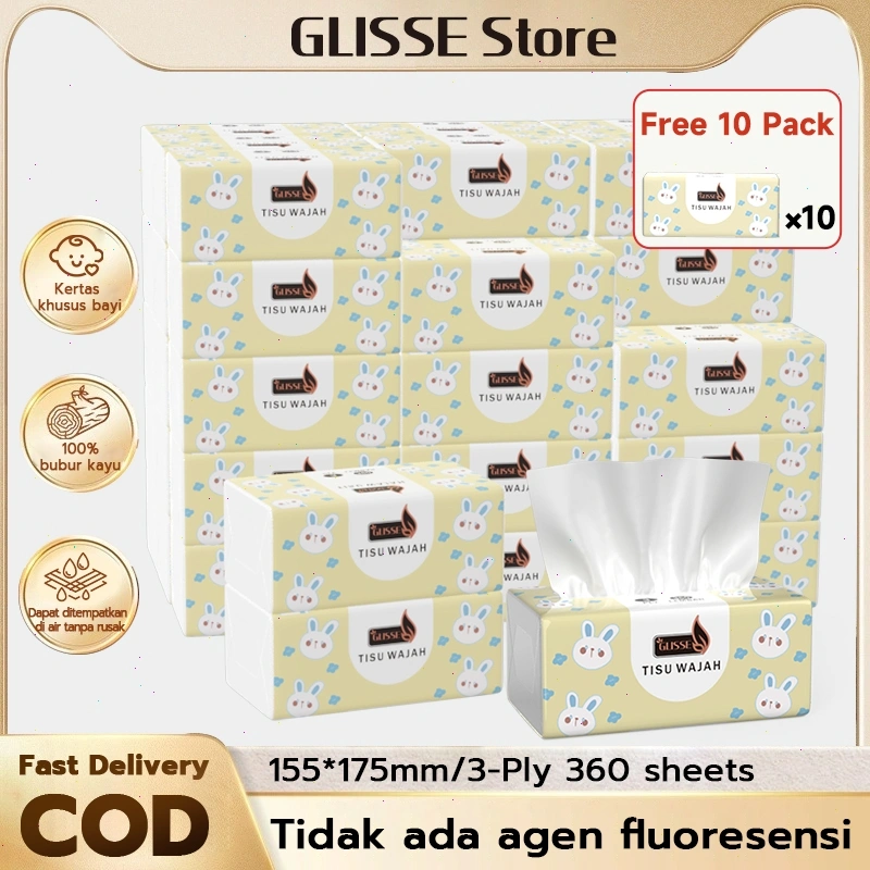[BELI 20 GRATIS 10] Glisse Tisu Wajah 3 Lapisan 360 Lembar / Tebal dan Berkelas / Lembut dan Tidak Mudah Sobek / Harga Promo / Tisu Wajah Paket Keluarga Hemat