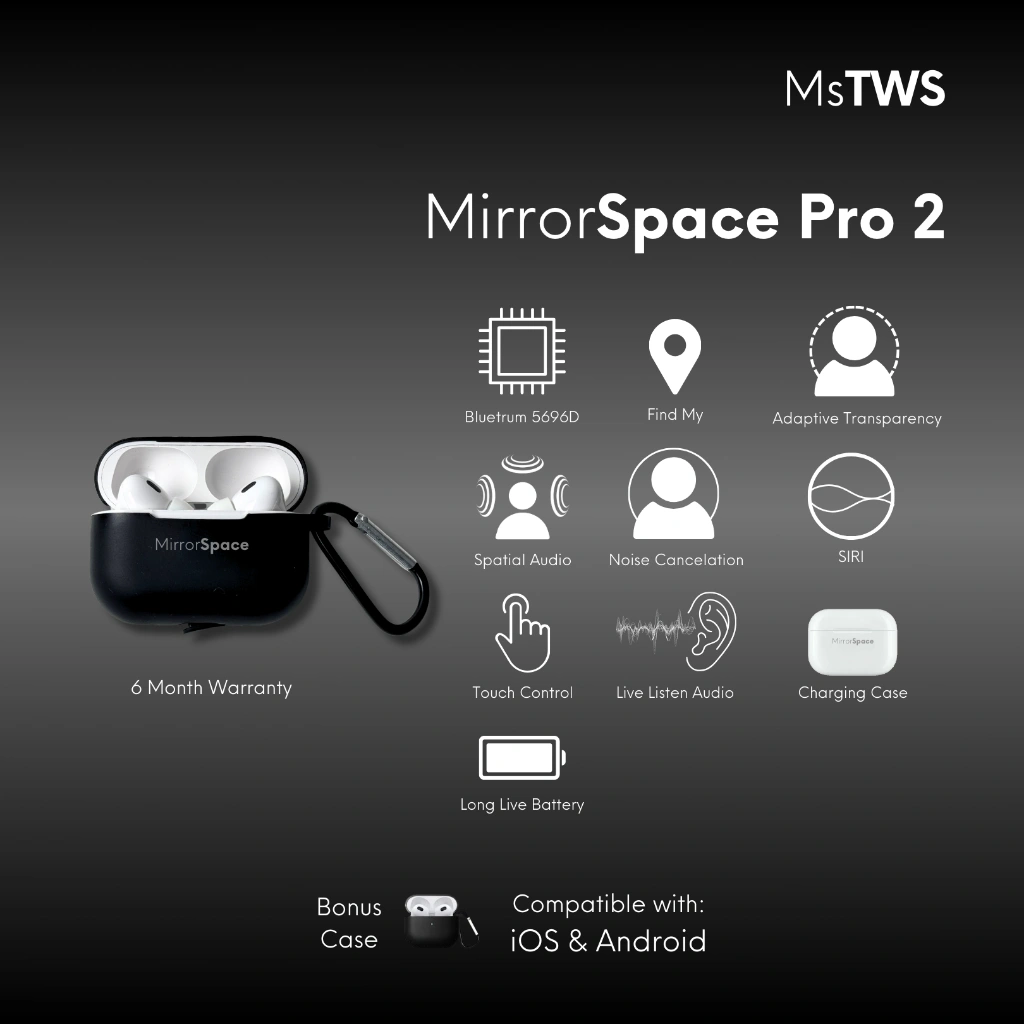 Ms Tws - MirrorSpace Pro 2 Wireless Charging Case TWS Bluetooth
