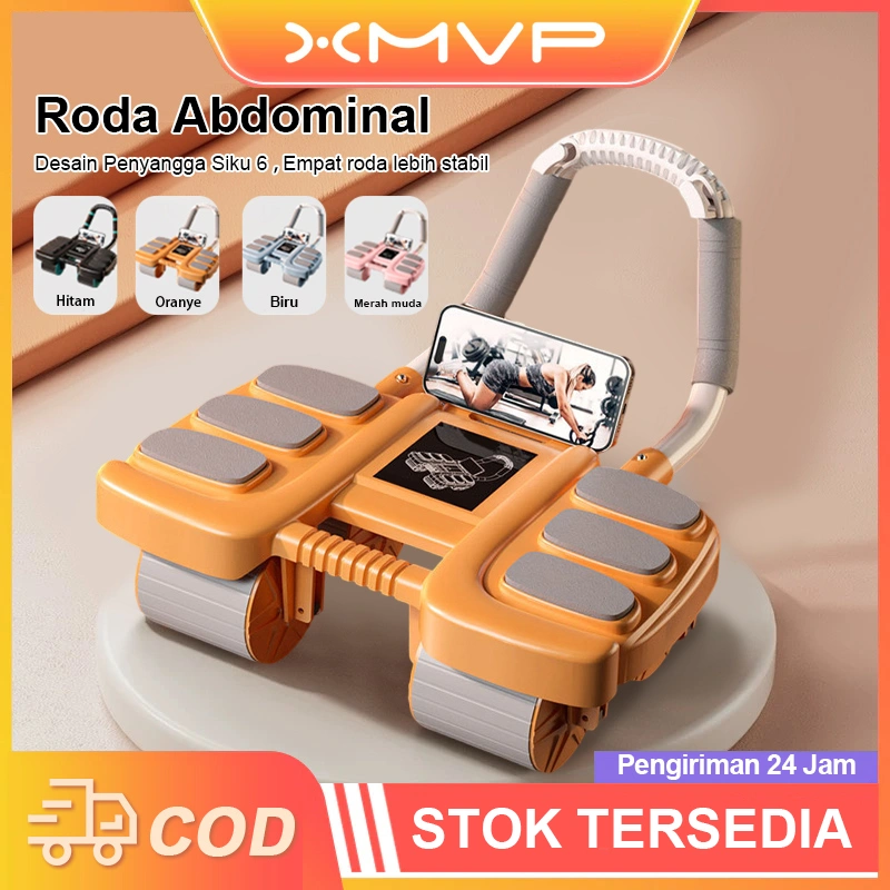 XMVP Ab Wheel Roller Hitung Cerdas Ab Roller 4 Wheel Alat Olahraga Di Rumah 3in1 Abdominal Crunch Exercise Training Abdominal