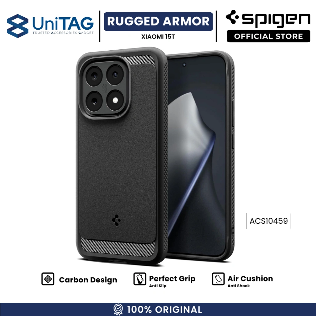 SPIGEN Case Xiaomi 15 15T 14 14T Pro Rugged Armor Matte Carbon Fiber Slim Anti Crack Shock Cover Casing by UniTAG