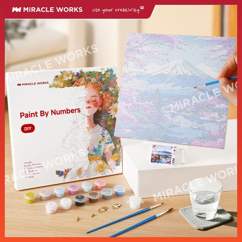 MW Paint By Number Kit 20x20cm Lukisan Kanvas DIY Digital Painting Kit With Kanvas Seri Kotak