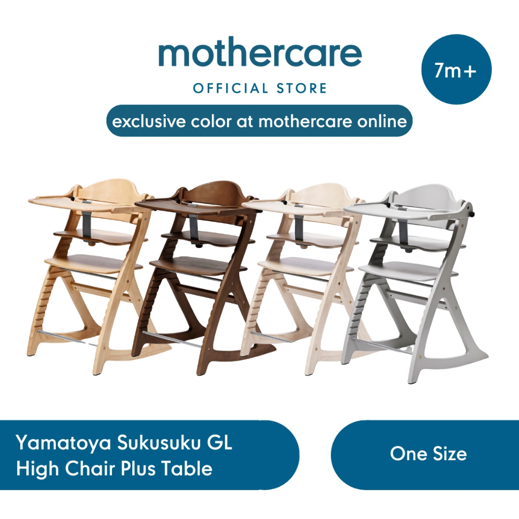 Yamatoya Sukusuku GL High Chair with Table and Guard - Kursi Makan Kayu Anak Bayi Untuk MPASI