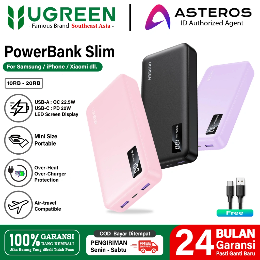 UGREEN Powerbank 20000mAh Fast Charging 20w PD QC3.0 22.5w