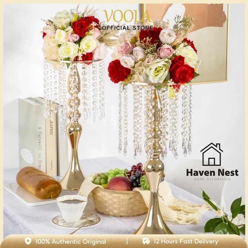 VOOLA Vas bunga hiasan Vas Bunga Aesthetic dengan tetesan kristal Vas Pernikahan dekorasi