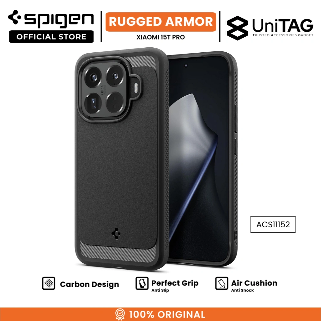 SPIGEN Case Xiaomi 15 15T 14 14T Pro Rugged Armor Matte Carbon Fiber Slim Anti Crack Shock Cover Casing