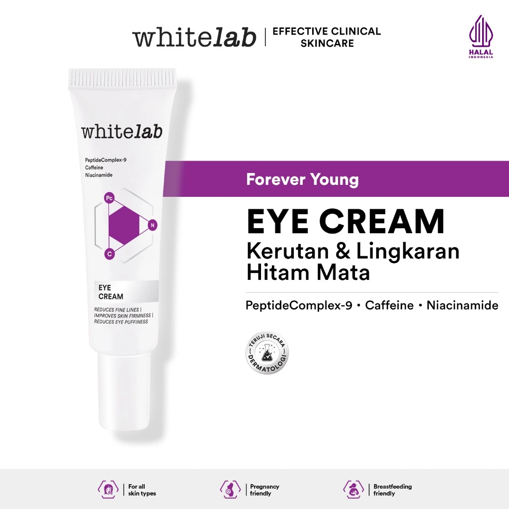 Whitelab Eye Cream - Krim Mata Atasi Kerutan, Garis Halus, Kantung Mata, dan Mata Panda dengan Peptide, Caffeine & Niacinamide [BPOM]