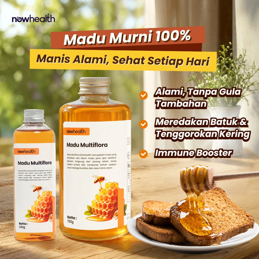 Madu Murni 100% Asli – Raw Honey Multiflora Nowhealth Alami Tanpa Campuran | Imun Booster Daya Tahan Tubuh