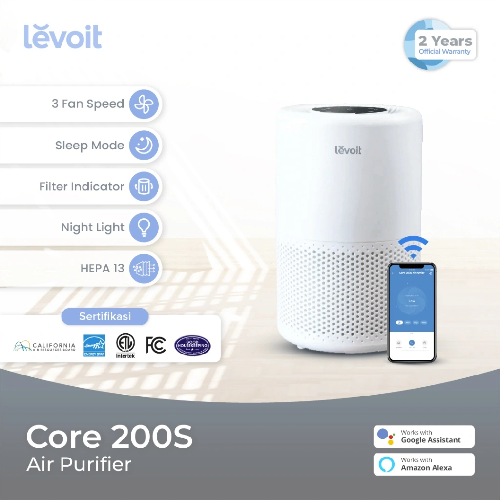 Levoit Air Purifier Core 200S Smart Wifi Hepa Filter H13 Original Pembersih Udara