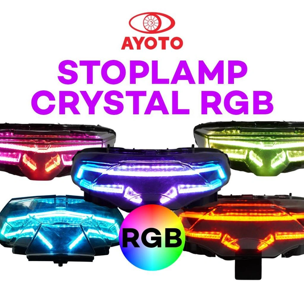 AYOTO Stoplamp Crystal RGB Full Set Running Motor Vario Beat FI/ESP & Deluxe LED Kualitas Tinggi Plug and Play 10 Mode Standby