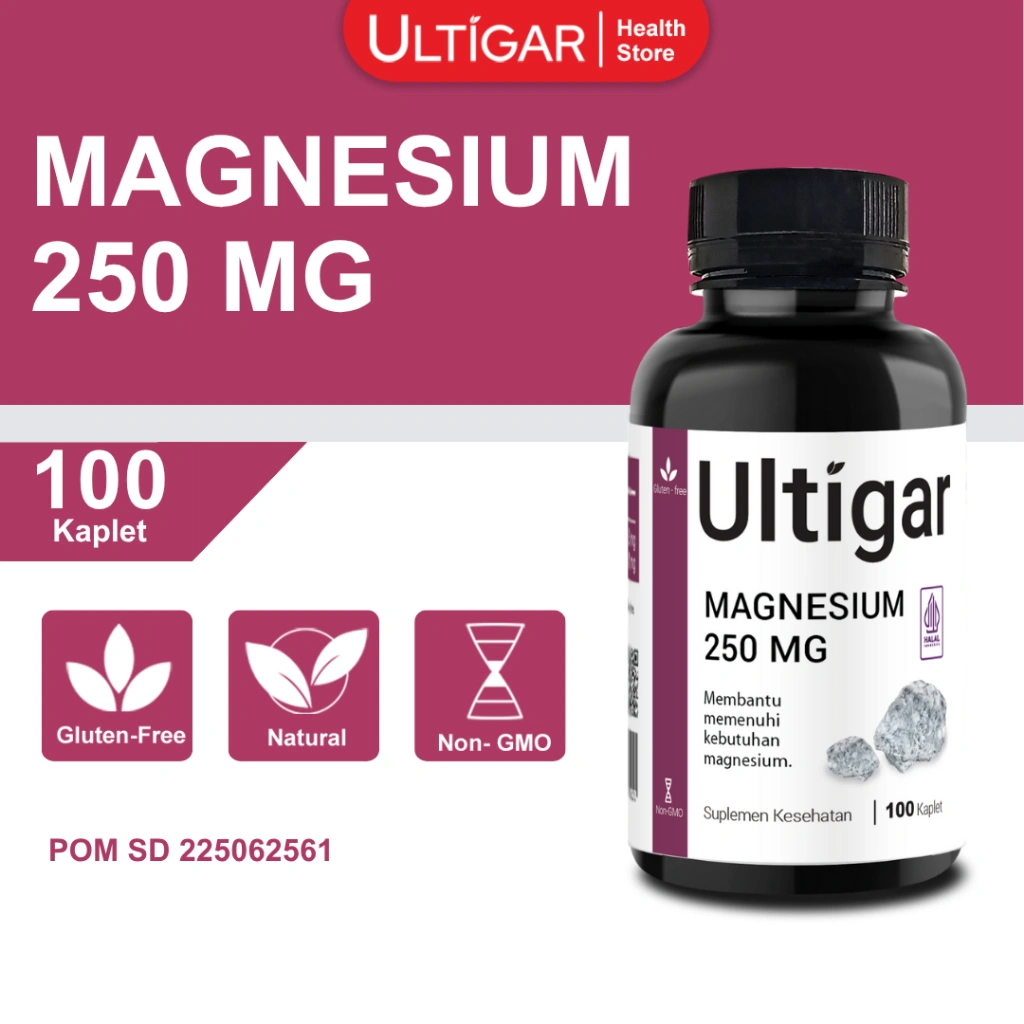 Ultigar Magnesium 250 mg - Botol isi 100 Kaplet - Suplemen kesehatan