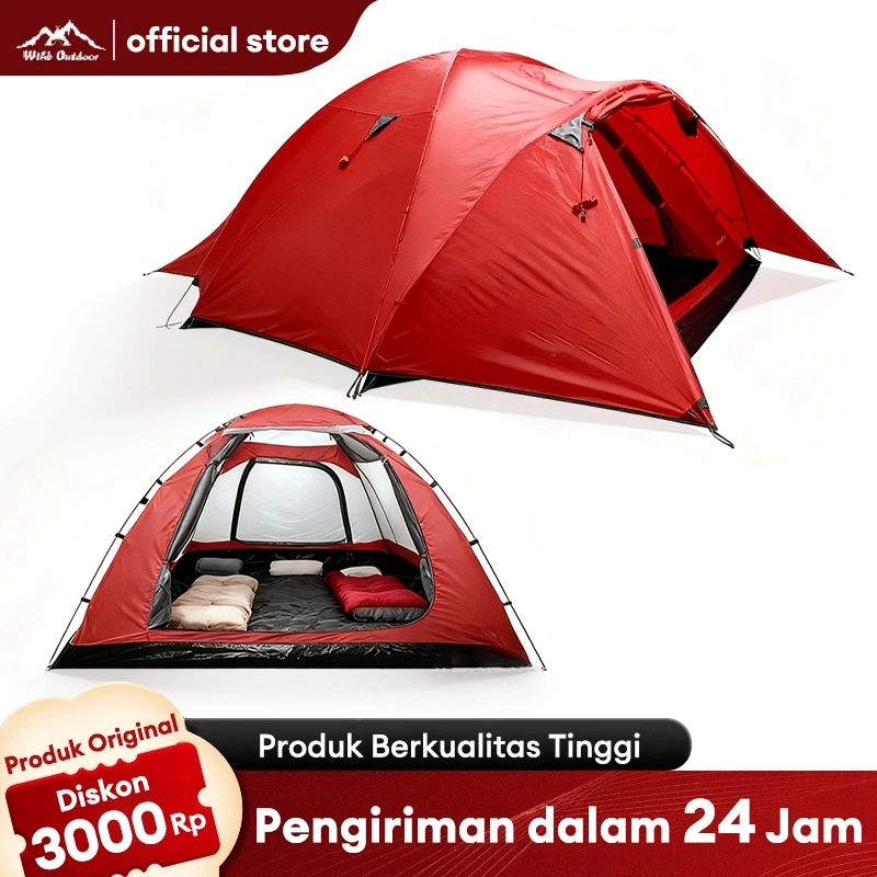 WTHB Outdoor tenda dome camping Tenda compass fiber 4-5 orang double layer tenda compas fibre waterproof tenda lwy compas