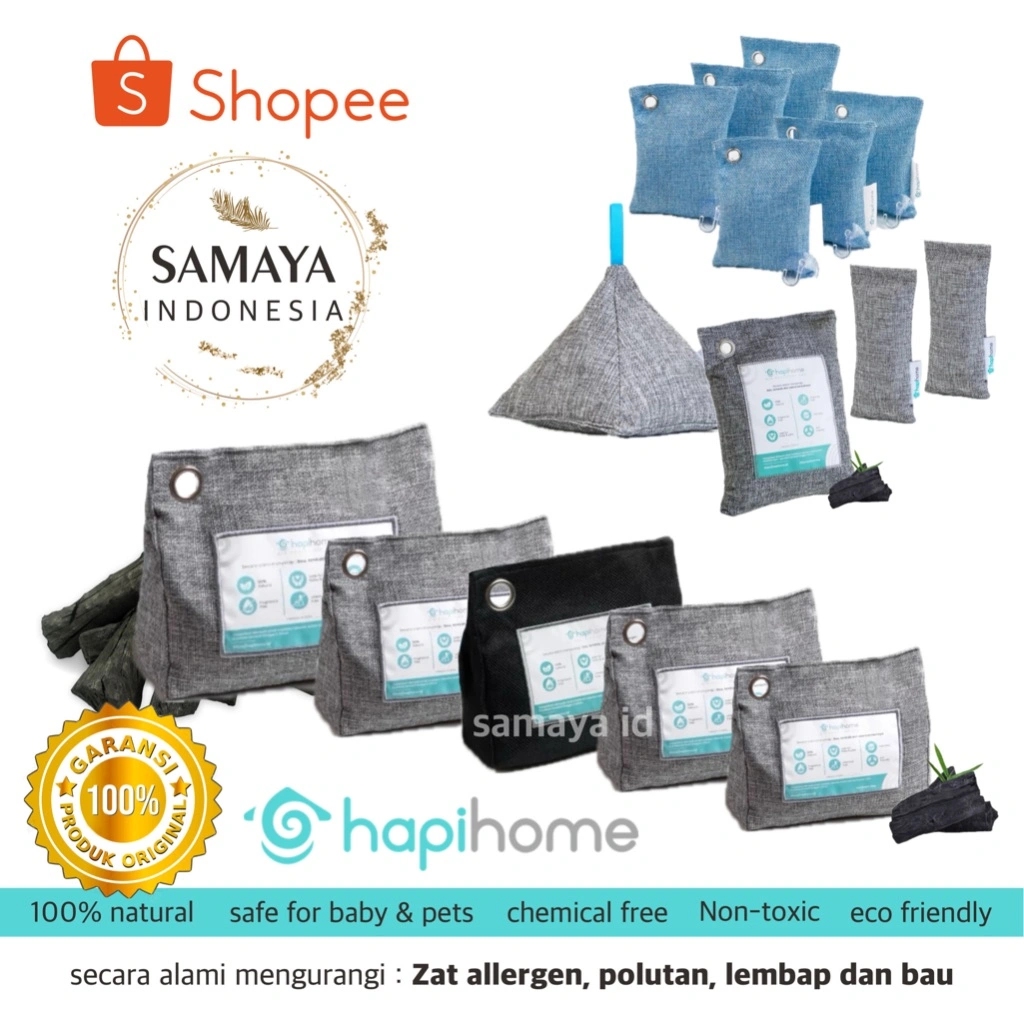 HAPIHOME Air Purifier Dehumidifier Bamboo Charcoal Bag Active 100% penyerap bau lembap racun udara