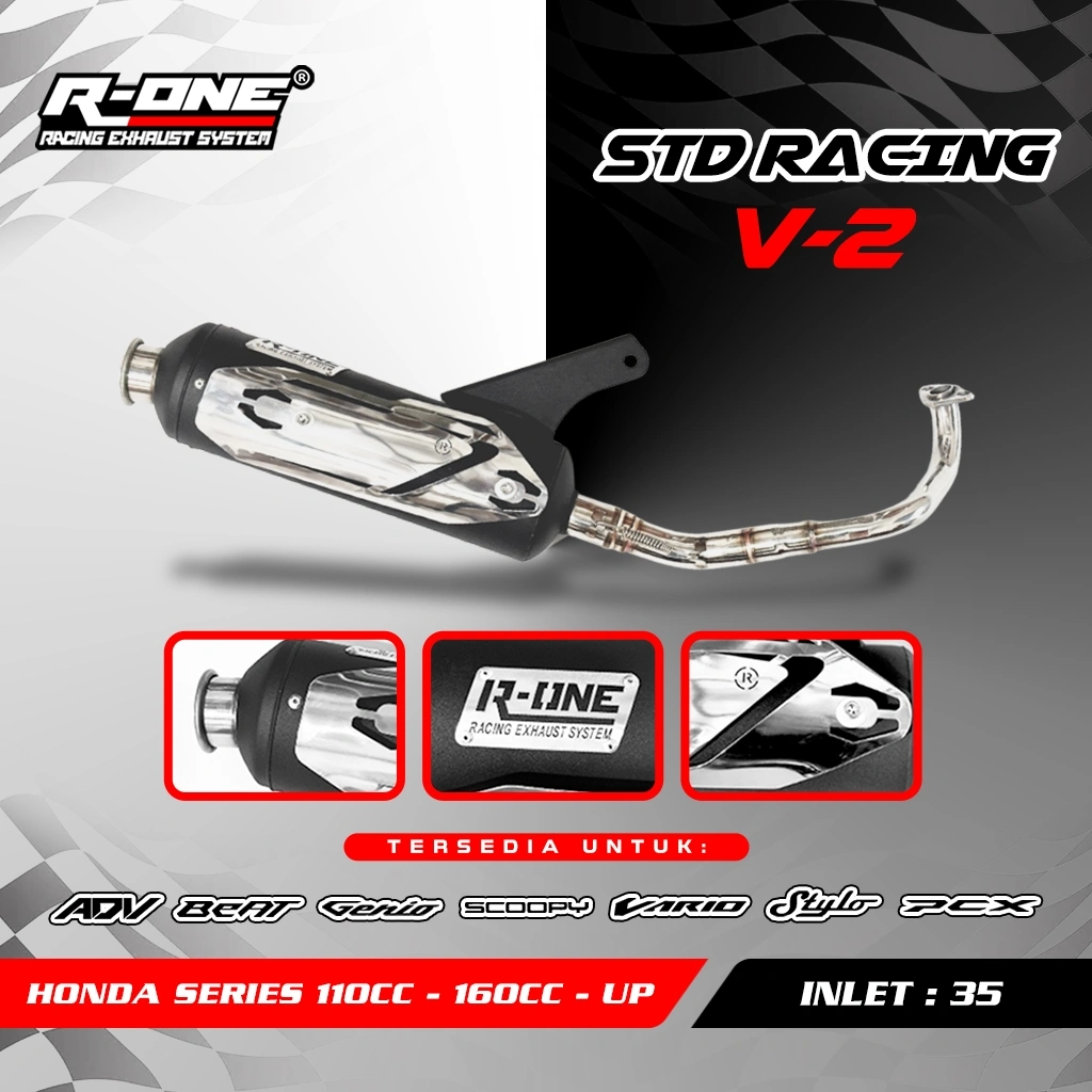 Knalpot R One Racing Muffler V2 STD Full Package untuk Honda Series
