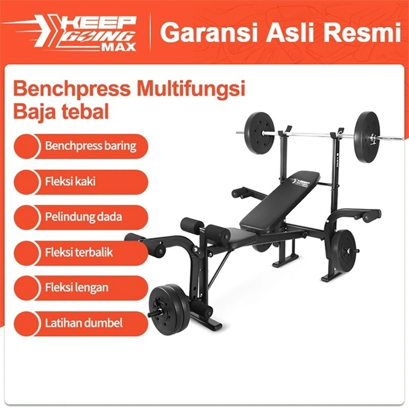 Keep Going Max Bench Press Besa Adjustable Multi Gym Weight Bench Barbell Alat Olahraga Rumahan Fitness