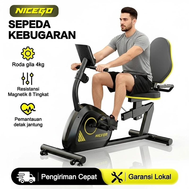 NICEGO Sepeda Statis Kardio Recumbent Bike Spinning Bike 4kg Roda Gila Alat Fitness