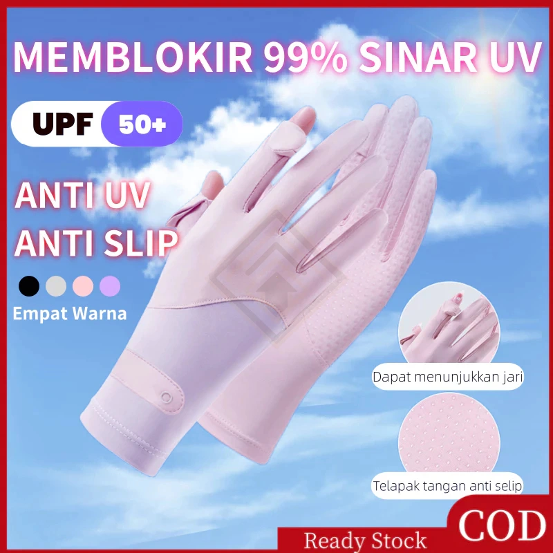 COD Sarung Tangan Anti UV gloves  Sepeda Motor Wanita Ice Feeling Fabric Sarung Tangan Matahari UPF50 Outdoor Motor Antislip Gloves Murah Sarung Tangan Wanita Sutra Es Sutra Tipis Jari Terbuka Mengemudi Sarung Tangan Wanita Pelindung Matahari