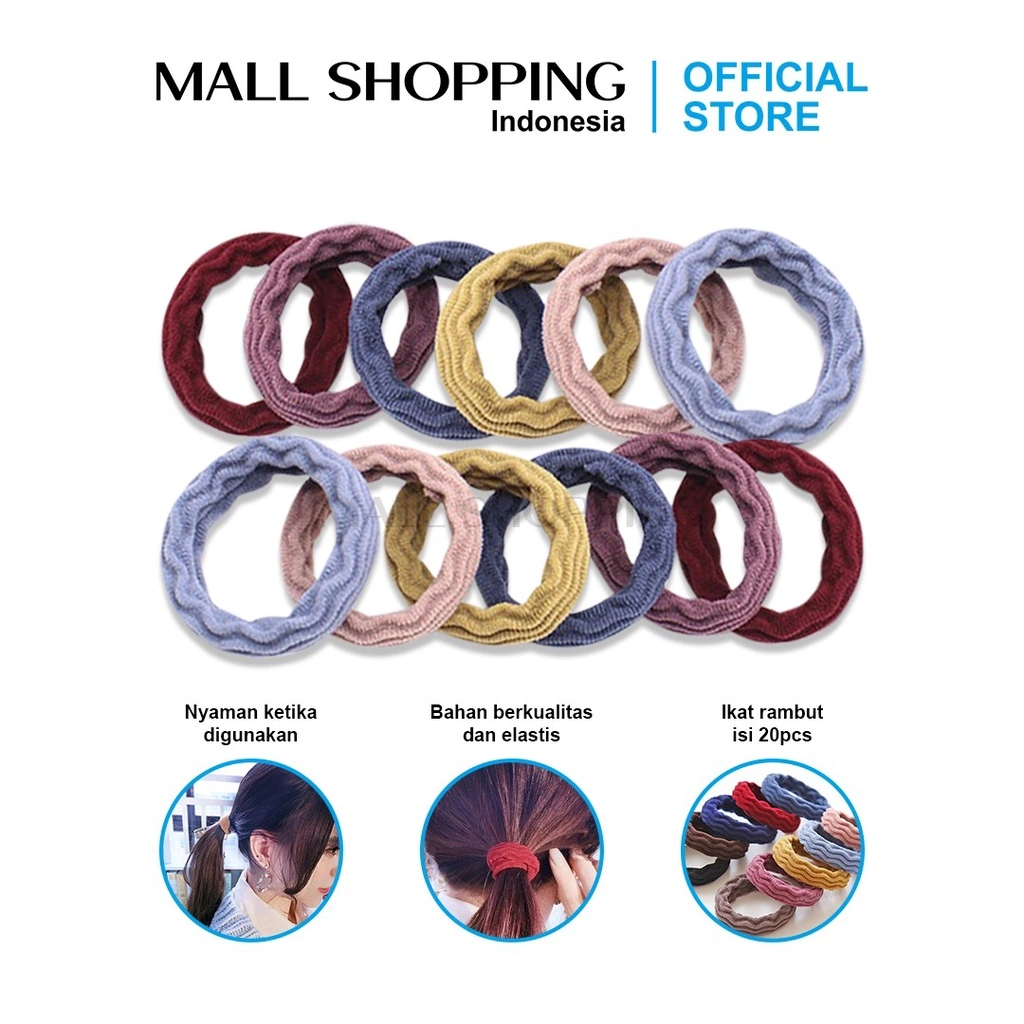 Ikat Rambut Elastis Wanita Isi 20 PCS No Box Fashion Wanita Korea MALLSHOPPING