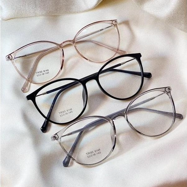 Kacamata Fashion Kekinian 8146 Model Frame Semi Cat Eye Bisa Normal, Minus, Cylinder