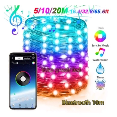 LUMIRS Smart LED Fairy Strip Light Running10M Sensor Music Bluetooth Remote RGB Wireless