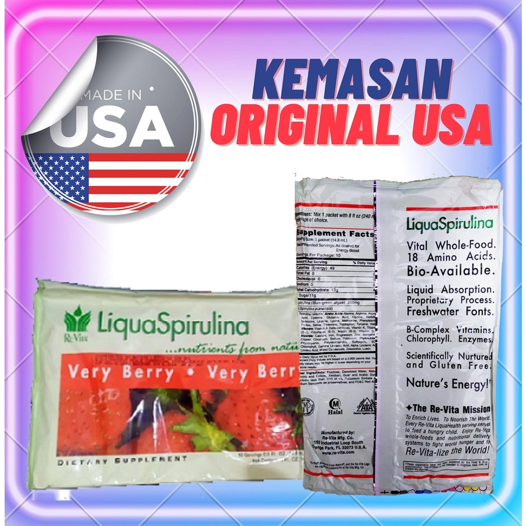 Grosir Liqua Spirulina Very Berry LS ReVita Original USA English 148ml Health Supamas LiquaSpirulina