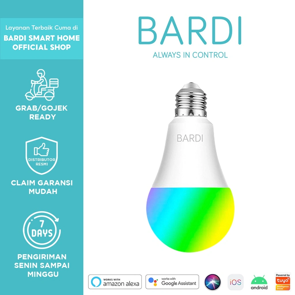 BARDI Smart LED Light Bulb RGBWW 9W Wifi Wireless IoT Home Automation